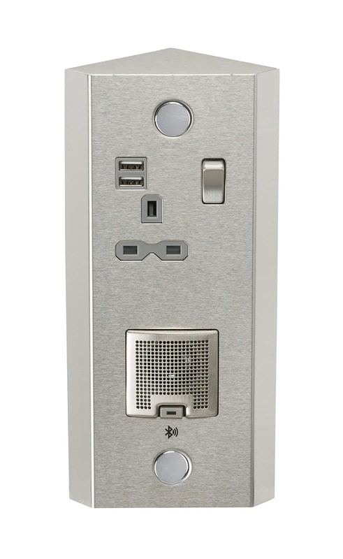 Knightsbridge SKR0013 Vertical Power Station - Single 13A Socket + Twin USB (2.4A) and 3W Bluetooth Speaker - Image 1