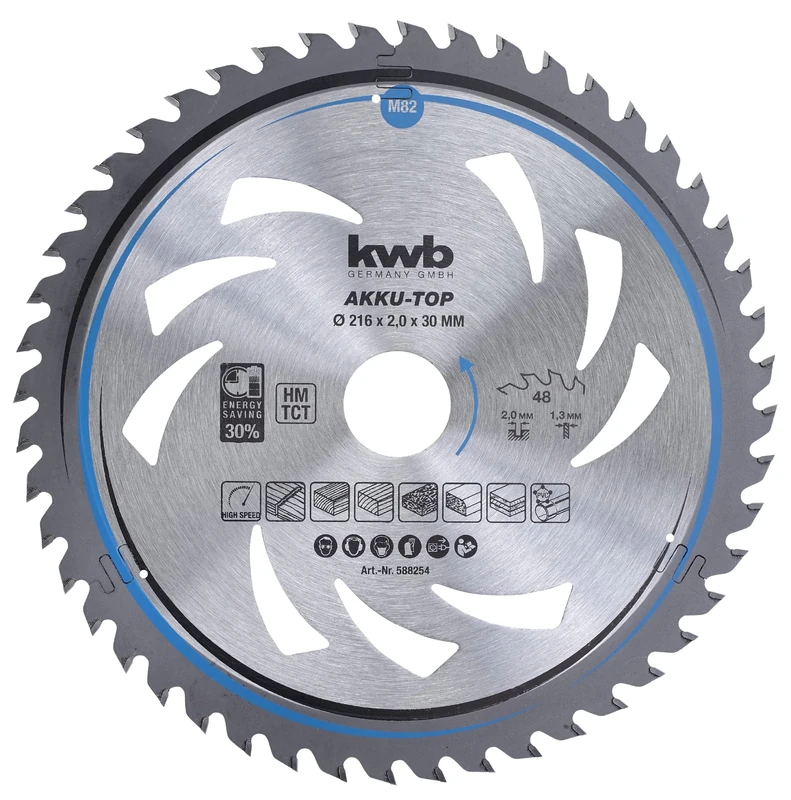 kwb 216x30mm Circular Saw Blade for Smooth Cuts, Designed for Cordless Tools