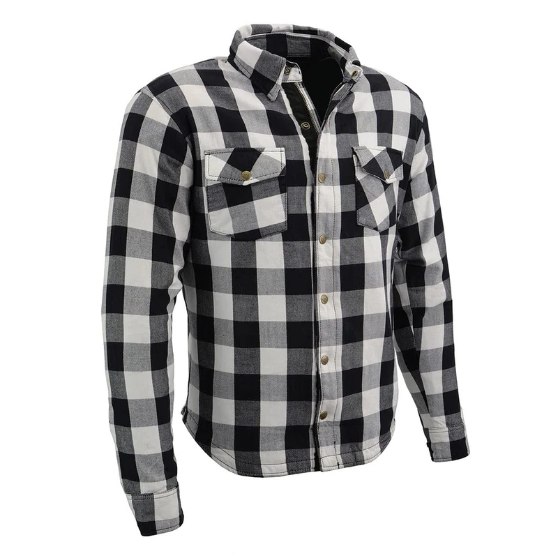 Milwaukee Leather MPM1633 Men's Plaid Flannel Biker Shirt with CE Approved Armor - Reinforced w/Aramid Fiber - Medium Multi