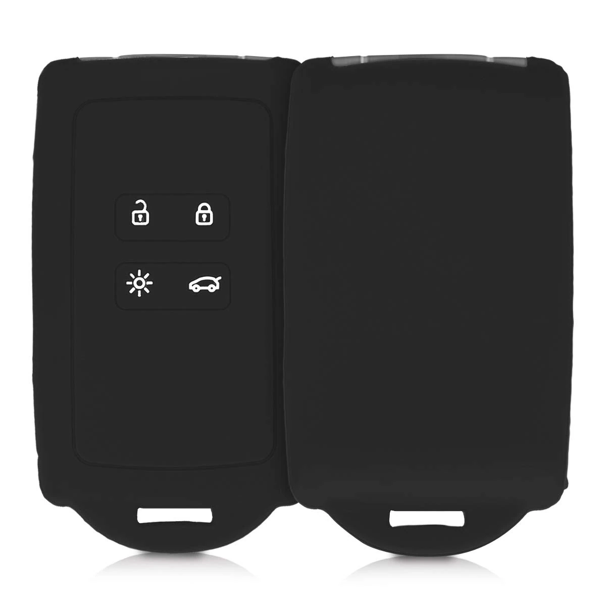 kwmobile Car Key Cover - Renault 4 Button Smart Key (Keyless Go) - Silicone Protective Fob Cover with Eyelet - Black