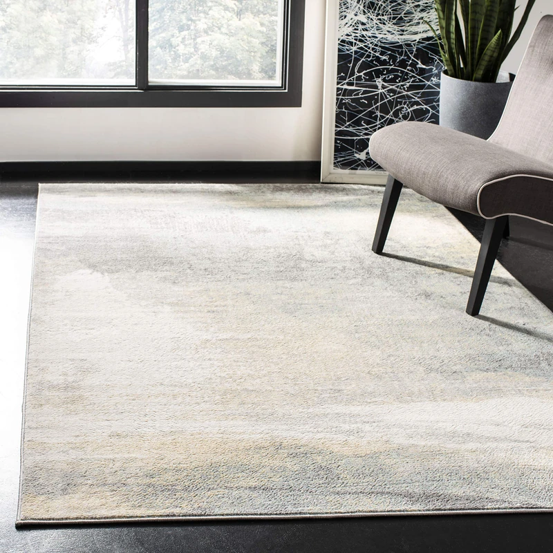 Safavieh Abstract Rug for Living Room, Dining Room, Bedroom - Jasper Collection, Short Pile, in Grey and Gold, 90 x 150 cm
