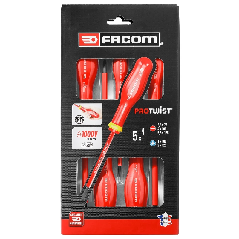 FACOM Screwdriver Set, Multi, 5 Pieces