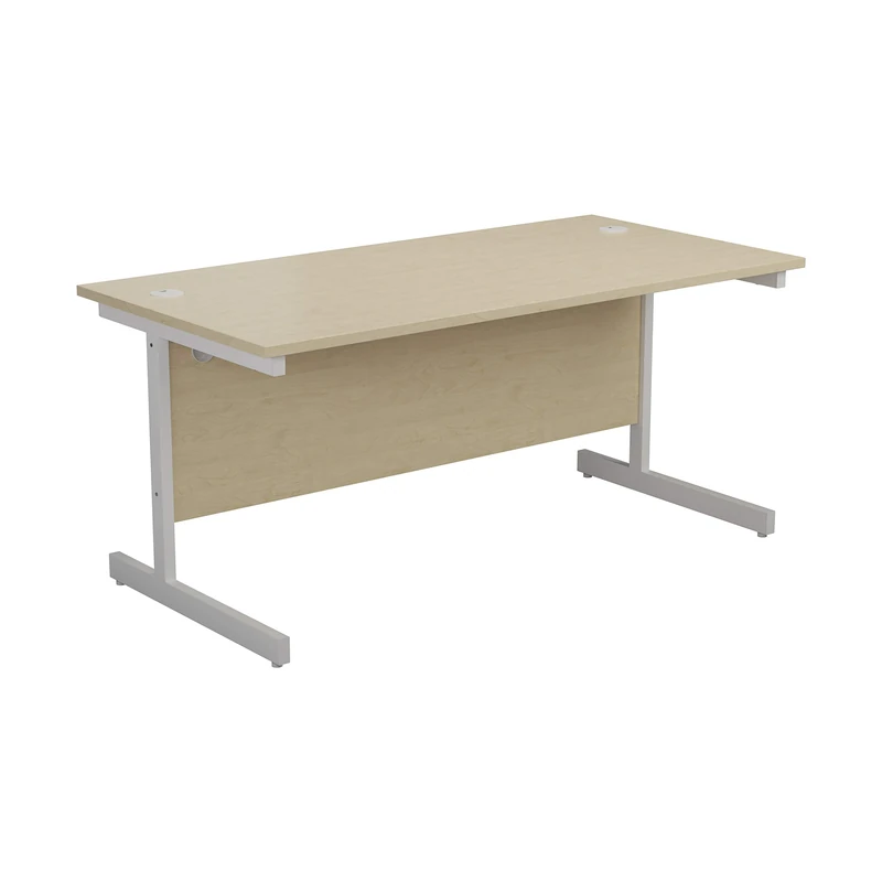 Office Hippo Workstation, MFC, White Frame, Maple Top, 120 x 80 x 73 cm - Image 1