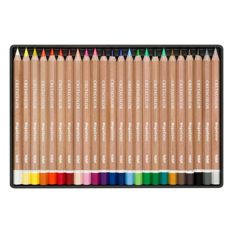 CRETACOLOR Megacolor Colouring Pencils, Artist's Sticks, Extra Thick for Large Areas (Pack of 24) - Image 1