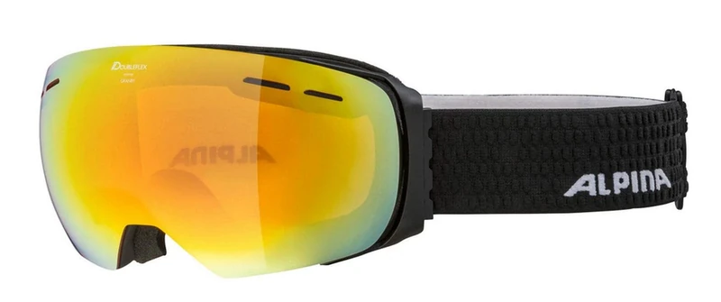 ALPINA GRANBY Q-LITE - Mirrored, contrast-enhancing & polarized ski goggles with 100% UV protection for adults, black matt, one size