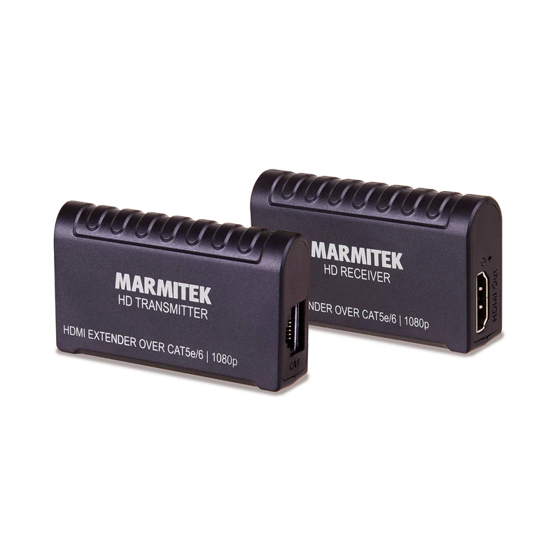 HDMI Extender over UTP - Marmitek MegaView 63 - via 1 CAT 5 (UTP) Cable - Full HD - 1080P - PoC (Power Over Cable) - 40m - Watch your HD content elsewhere on your TV, Black