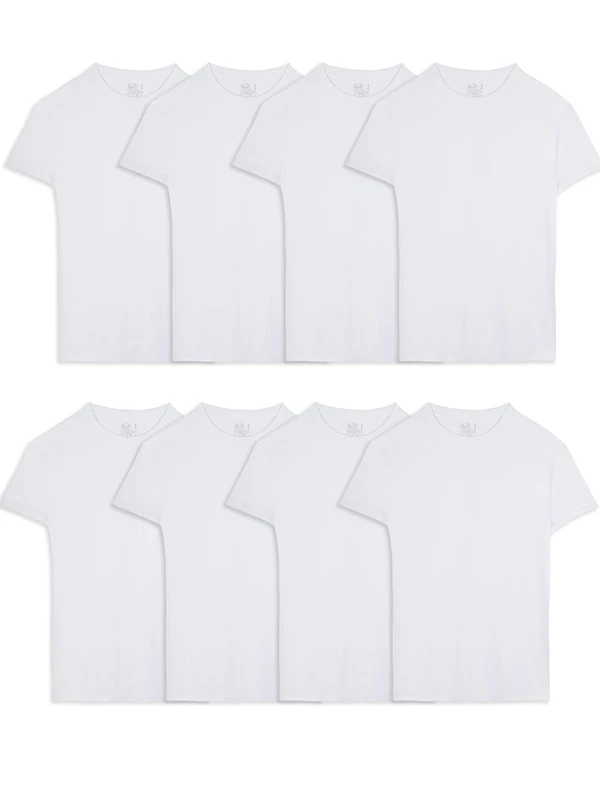 Fruit of the Loom Men's Crew Tee Undershirts, Moisture Wicking & Tag Free, Also Available in Big & Tall Underwear, White-8 Pack, Large