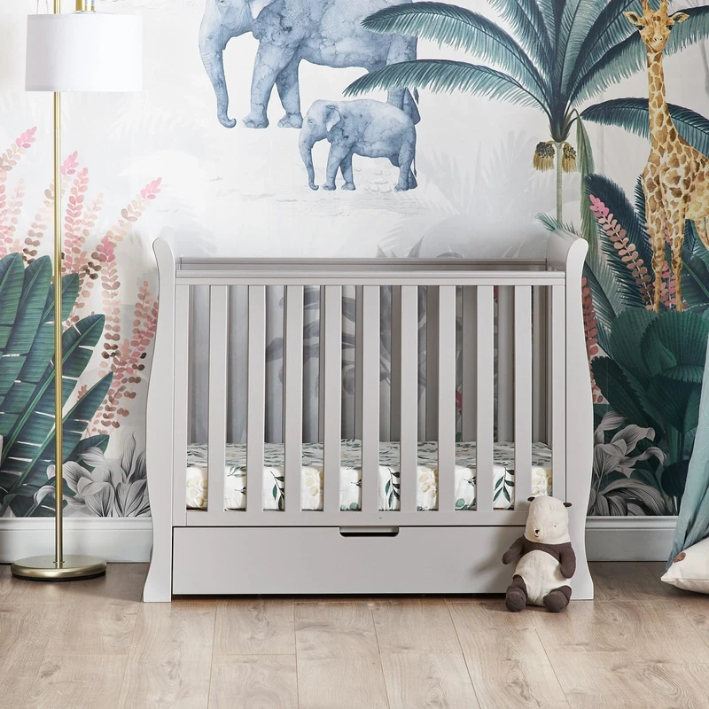 Obaby Stamford Space Saver Sleigh Cot, Warm Grey