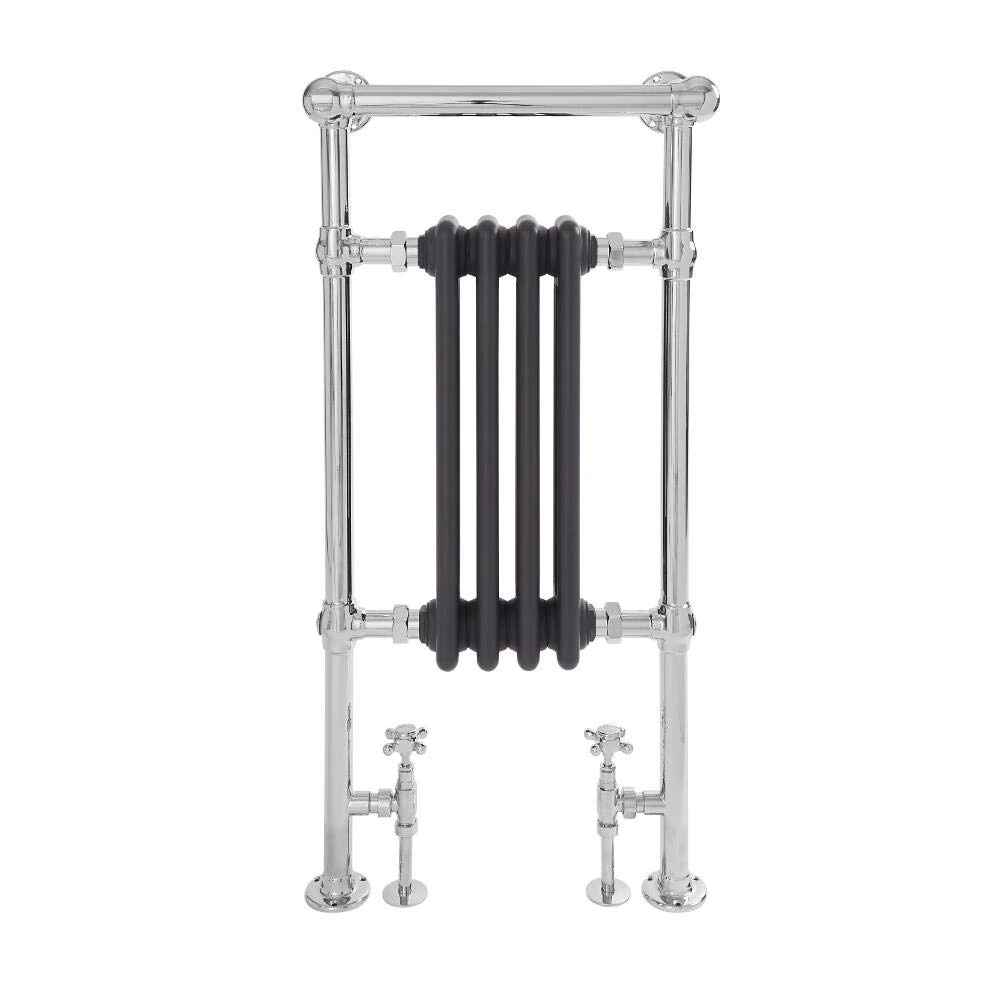 Milano Elizabeth Chrome Anthracite Heated Towel Rail Overhanging Rail - 930mm x 452mm