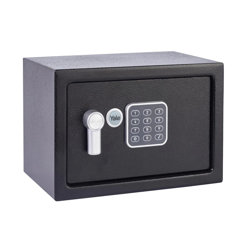 Yale Small Alarmed Value Safe, 130dB Built In Alarm, Steel Construction, Steel Locking Bolts, Emergency Overide Key, Wall And Floor Fixings, Black, YEC/200/DB1