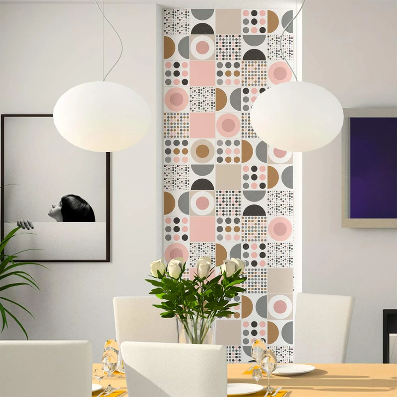 Ambiance Sticker Self-Adhesive Decorative Wall Decal Cement Tile for Bathroom and Kitchen Ludvik - Pack of 9 Stickers of 15 x15 cm