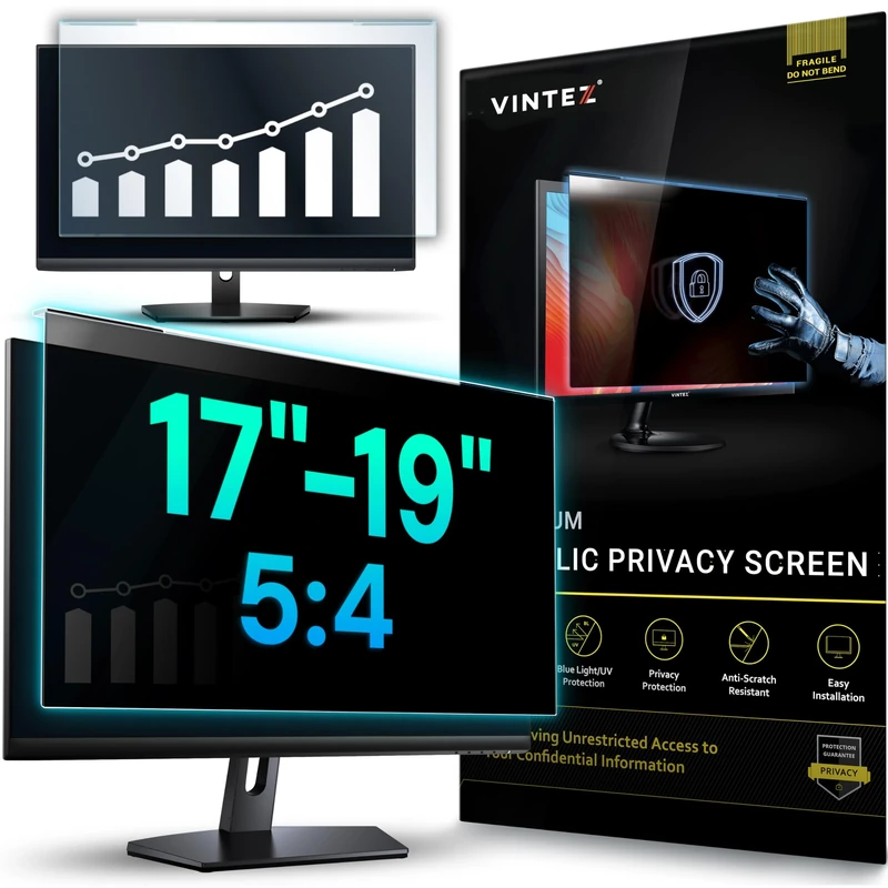 Universal 17"-19" - 17", 17.1", 18.1", 19" - 5:4 Aspect Ratio - Computer Privacy Screen Filter for Widescreen Computer Monitors - 15.3" x 12.6" = 390 x 320 mm - Monitor Frame Hanging Type