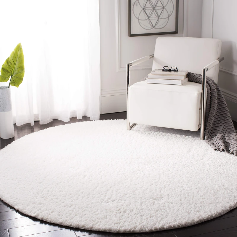 Safavieh Shag Rug for Living Room, Dining Room, Bedroom - August Shag Collection, Short Pile, in White, 79 X 244 cm