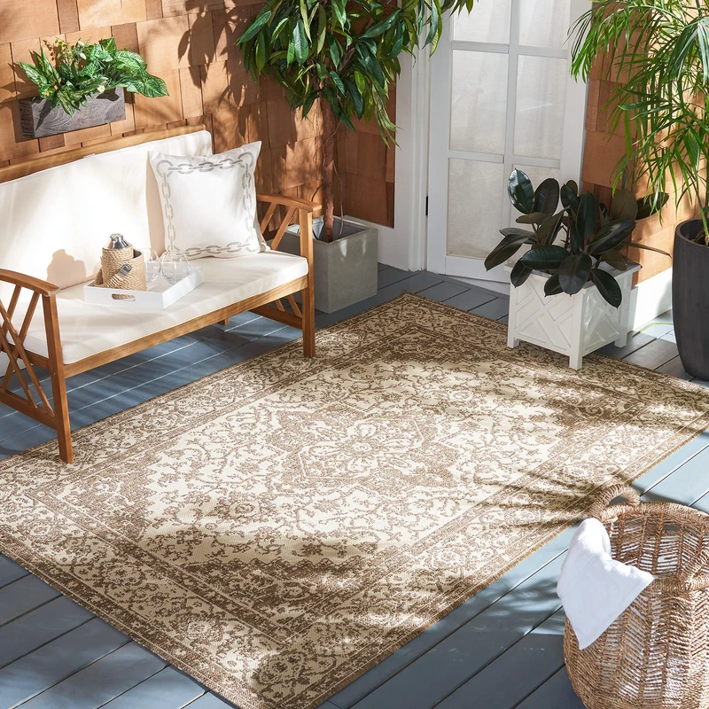 Safavieh South Bay Multipurpose Indoor/Outdoor Rug, Woven Polypropylene Carpet in Cream / Beige, 120 X 180 cm