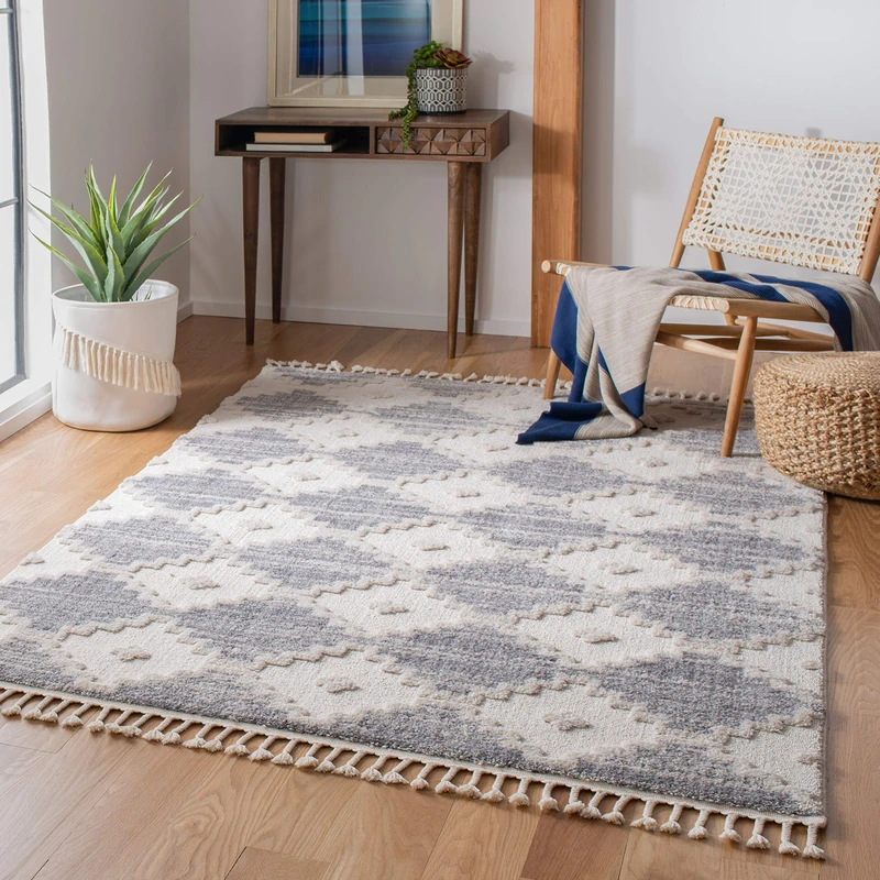 Safavieh Boho Rug for Living Room, Dining Room, Bedroom - Marrakesh Collection, Short Pile, in Ivory and Multi, 160 X 229 cm - Image 1