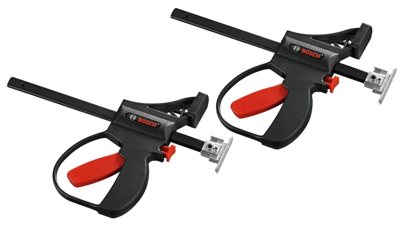 BOSCH FSNKZW Track Quick Clamps - Secure and Fast Clamping for Bosch Track-Saw Tracks, Push-Button Fast Release, Table Saw Quality Cuts, Lightweight Alternative for Jobsites (2 Pc.)