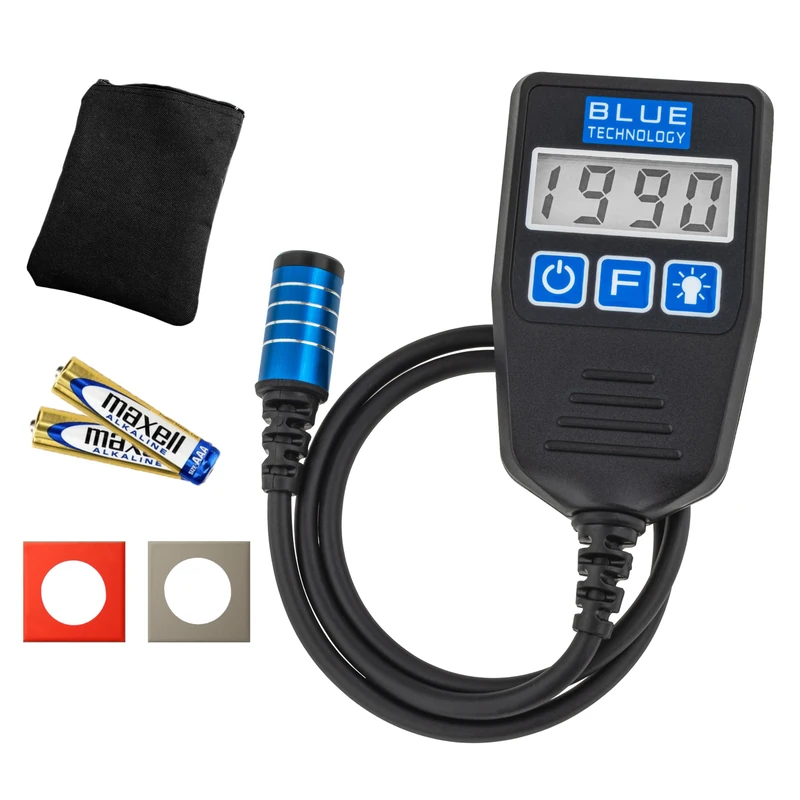 Blue Technology Coating Thickness Gauge for Car MGR-13-S-AL Paint Thickness Gauge Steel and Aluminium Bodies Paint Meter with Flat Probe on Cable Paint Tester Measuring Range up to 2000 µm Made EU