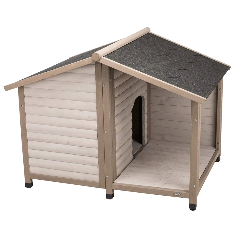 TRIXIE Natura Lodge Dog Kennel Saddle Roof, M-L: 130 x 100 x 105 cm, Grey, 48.45 kg