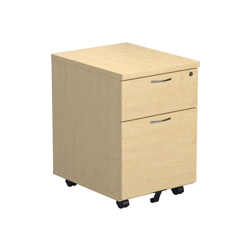 Office Hippo 2 Drawer Mobile Pedestal, Wood, Maple