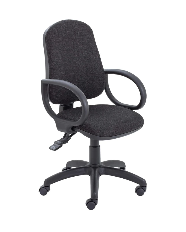 Office Hippo High Back Desk Chair, Ergonomic Home & Office Chair With Height Adjustable Seat & Backrest, Fixed Arms & Lumbar Support For Extra Comfort, Computer Chair - Charcoal Grey