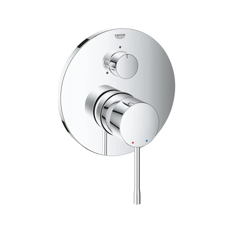 GROHE Essence Concealed Shower/Bath Mixer Trim Set (3-Way-Diverter, Metal Lever and Escutcheon Retroactively 6° Adjustable, 46 mm Ceramic Cartridge, without Roughing-In-Set), Chrome, 24092001