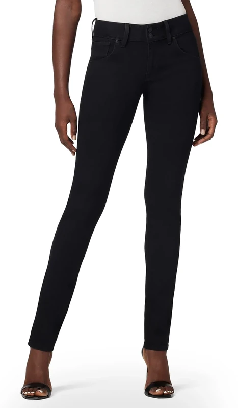 HUDSON Women's Collin Mid Rise Skinny Ankle Jean with Back Flap Pockets, Black, 29W x 32L