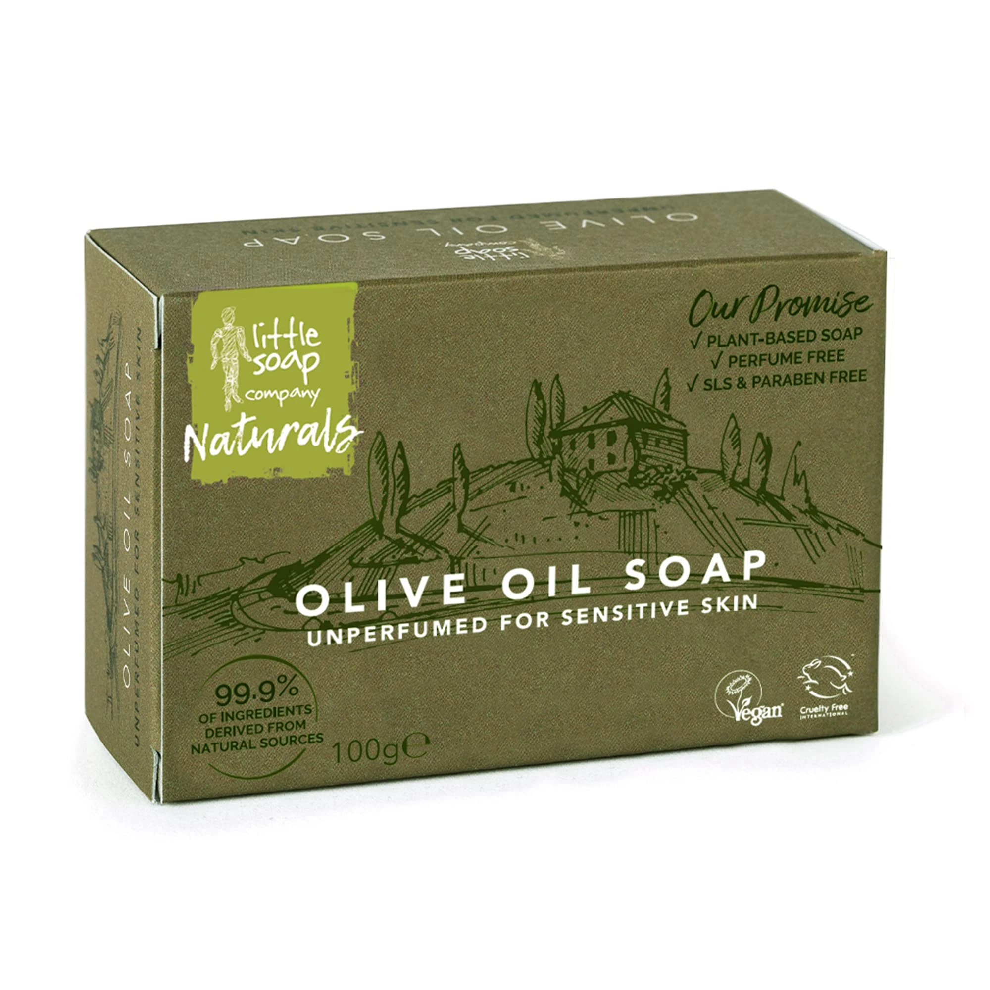 Little Soap Olive Oil Soap Bar - Vegan, Cruelty Free, No SLS or Parabens, Mediterranean Range, Bar of Soap Perfect for Sensitive Skin, Natural Eco Friendly Body & Hand Soap, 100g (Olive)