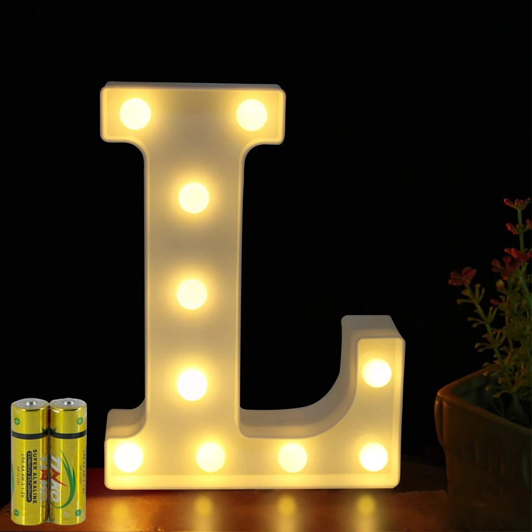HONPHIER® Letter Lights Decorative LED Alphabet Lights Marquee Decoration Light Up Sign Night Light Battery Operated for Birthday Party Wedding Receptions Holiday Bar Home Bedroom Bath Bar Decor (L)