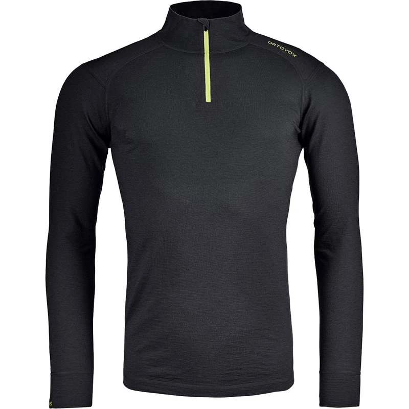 ORTOVOX Men's 145 Ultra Zip Neck Long-Sleeved, mens, Long sleeves., 8438800012, black raven, M