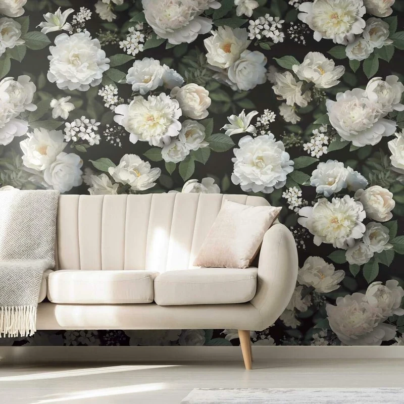 RoomMates RMK11239M Black Photographic Floral Peel and Stick Wallpaper Mural - 10 ft. x 6 ft.