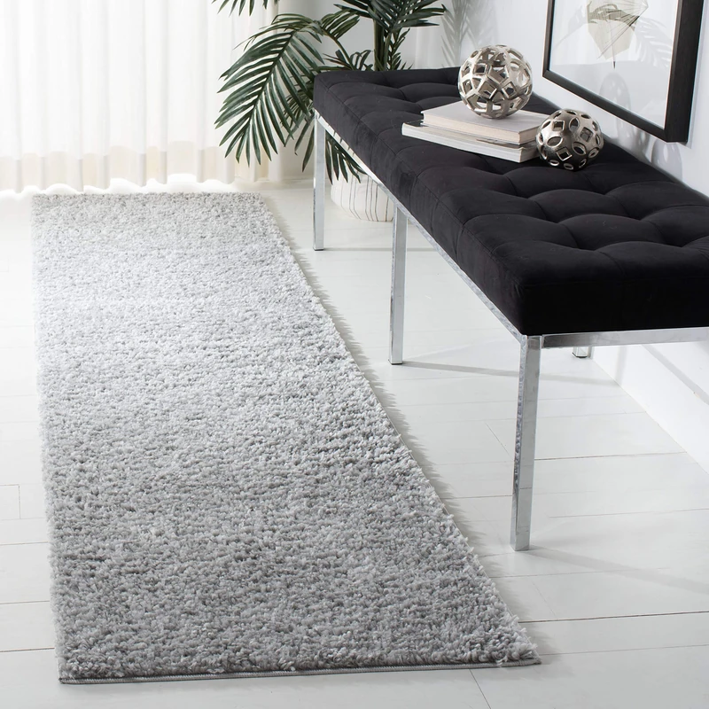 SAFAVIEH August Shag Collection Shaggy Rug for Living Room Dining Room Bedroom Short Pile Silver 30 x 72 Inch