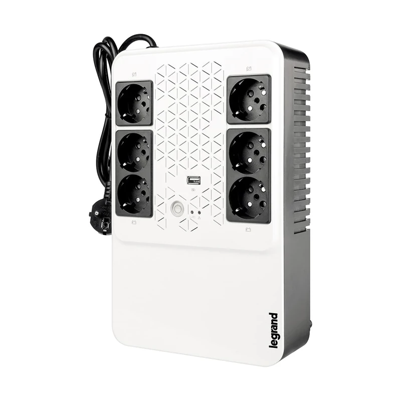 Legrand 310084 Keor Multiplug Inverter with 6 Sockets and Integrated Circuit Breaker, Autonomy 10 to 15 Minutes, Current 2P+T, 800VA, 480W - Image 1