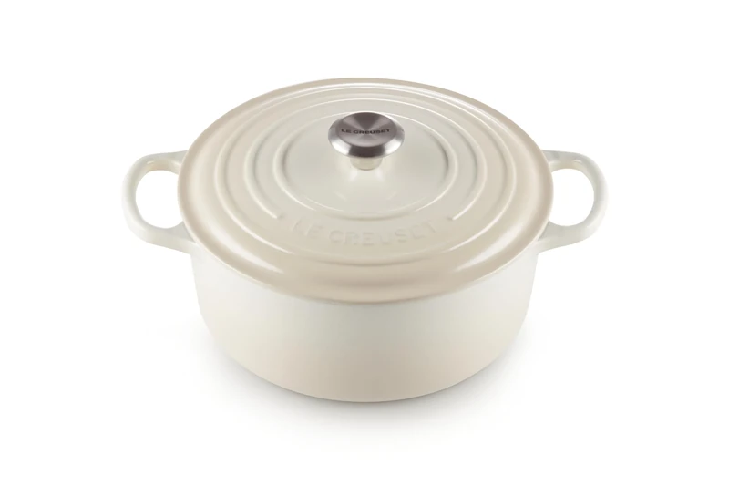 Le Creuset Signature Enamelled Cast Iron Round Casserole Dish With Lid, 26 cm, 5.3 Litre, Meringue, 21177267164430