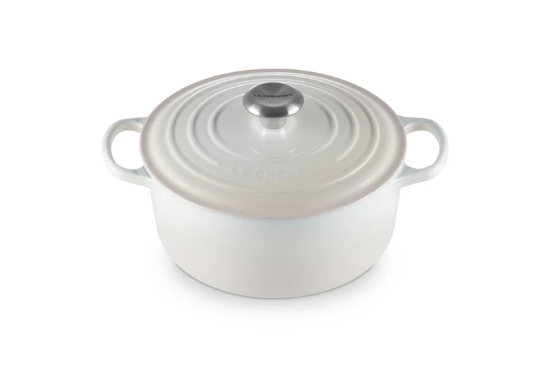 Le Creuset Signature Enamelled Cast Iron Round Casserole Dish With Lid, 24 cm, 4.2 Litre, Meringue, 21177247164430