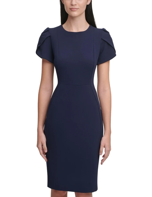Calvin Klein Women's Tulip Sleeved Above The Knee Sheath Dress, Indigo, 18 - Image 1