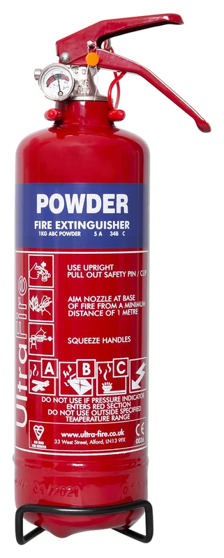 UltraFire 1kg Powder Fire Extinguisher - Car, Taxi, Caravan, Camping, Boat - Kitemarked EN3