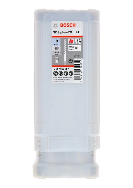 Bosch Professional 2607017537 SDS plus-7X hammer drill bits (for concrete and masonry, 8 x 100 x 165 mm, hammer accessories), 165 mm