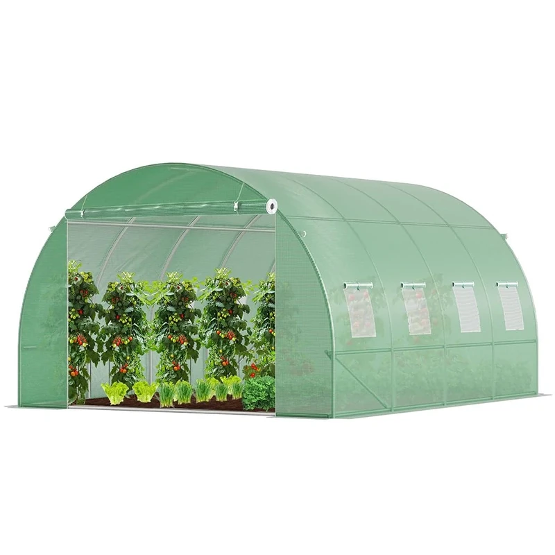 VOUNOT® Polytunnel Greenhouse 4x3x2m 12m² Poly Tunnels Gardening Walk In Pollytunnel Tent with Steel Frame
