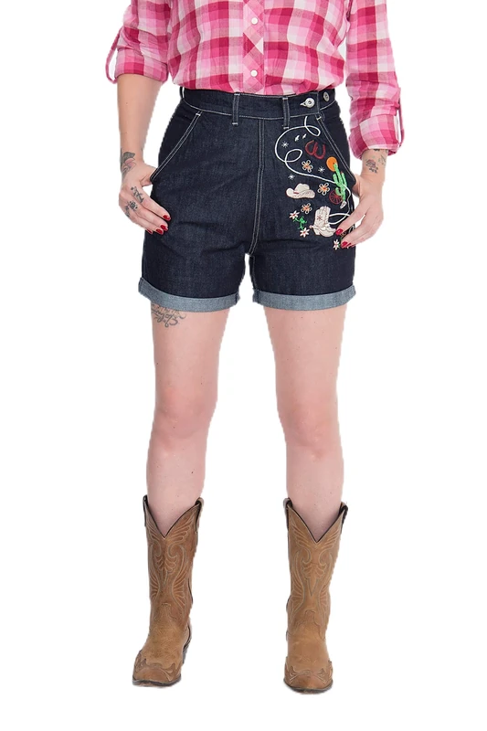 Queen Kerosin Women's Western Denim Shorts Not Applicable, Dark Blue, Xx-Large - Image 1