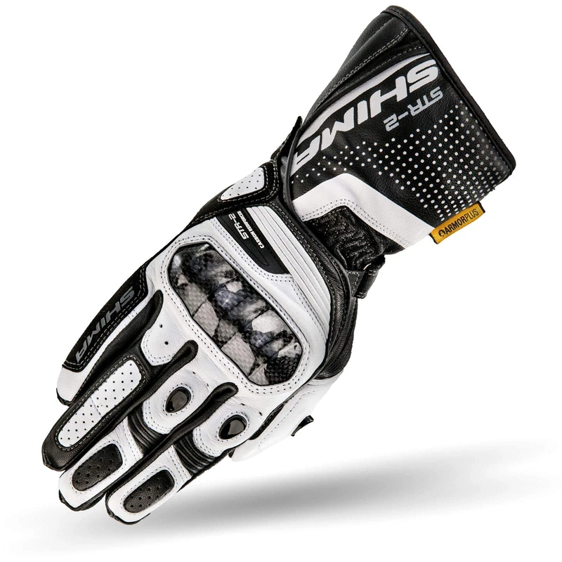 SHIMA STR-2 Motorbike Gloves Mens Leather Long Biker Armoured Protectors Motorcycle Perforated Ventilated Cool Reinforced Touchscreen Motorsport Glove Motorbikes Summer Autumn (Mens, White, XL)