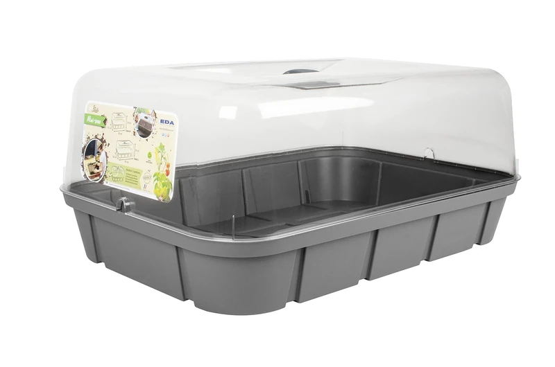 EDA - Mini Greenhouse 15.7 Litres - Size L - 56 x 38 x 24 cm - Charcoal Grey
