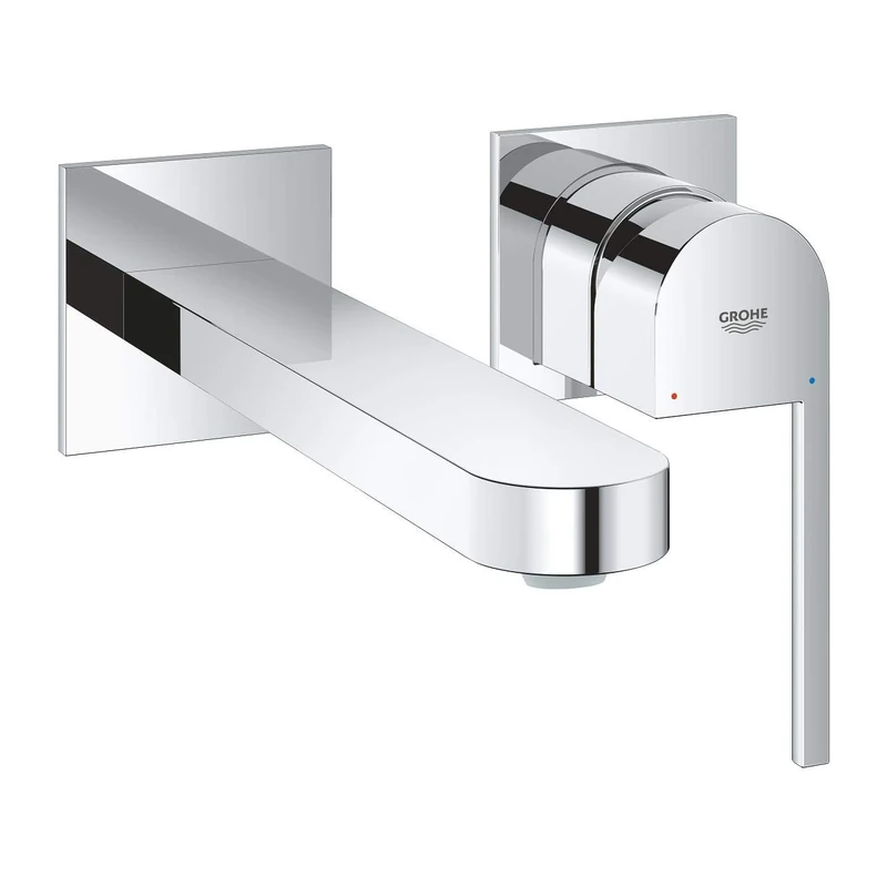 GROHE Plus 2-Hole Basin Mixer, Wall-Mounted, L-Size Water-Saving Tap in Chrome Finish 29306003