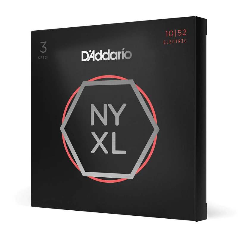 D'Addario Guitar Strings - NYXL Electric Guitar Strings - NYXL1052-3P - Unrivaled Strength, Tuning Stability, Enhanced Mid-Range - For 6 String Guitars - 10-52 Light Top/Heavy Bottom, 3-Pack