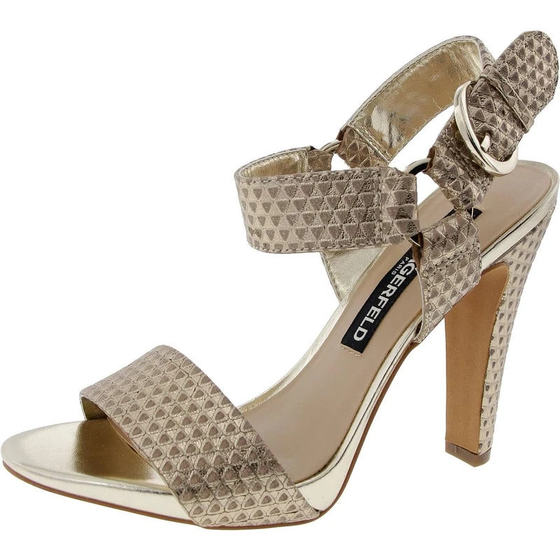 KARL LAGERFELD Women's Cieone Heeled Sandal, Gold Triangle Metallic, 6.5 UK - Image 1