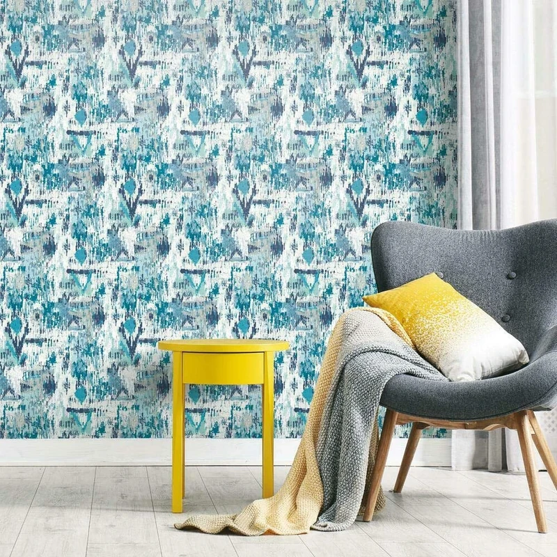 RoomMates RMK11248RL Blue Aztec Peel and Stick Wallpaper