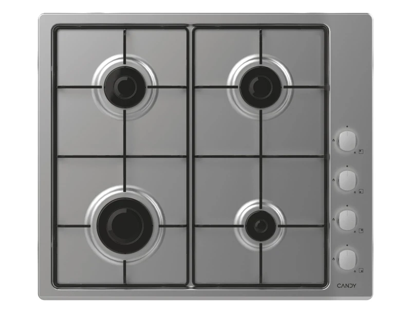 CANDY CHW6LX Stainless Steel Gas Hob - 4 Burners, Electromagnetic Safety, Connectivity hon, Dimensions, 7750W, Stainless Steel