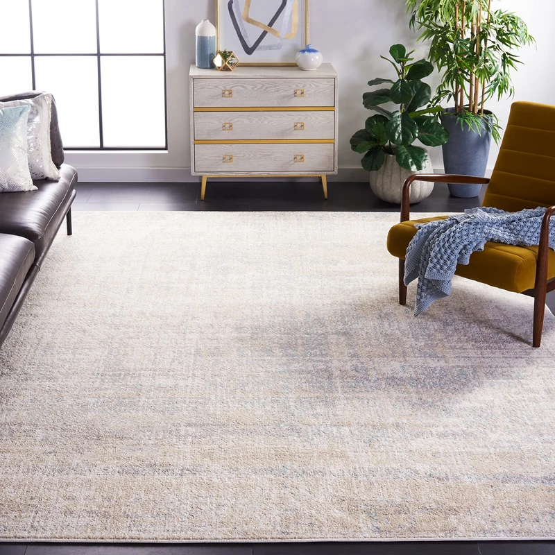 Safavieh Contemporary Rug for Living Room, Dining Room, Bedroom - Adirondack Collection, Short Pile, in Beige and Slate, 67 X 183 cm - Image 1
