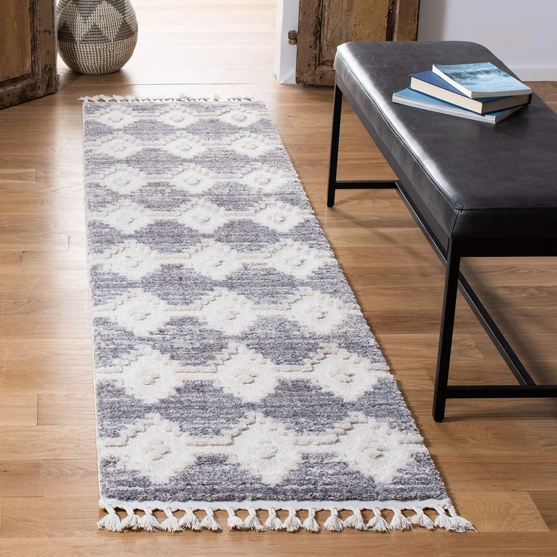 Safavieh Boho Rug for Living Room, Dining Room, Bedroom - Marrakech Collection, Short Pile, in Ivory and Multi, 66 X 244 cm