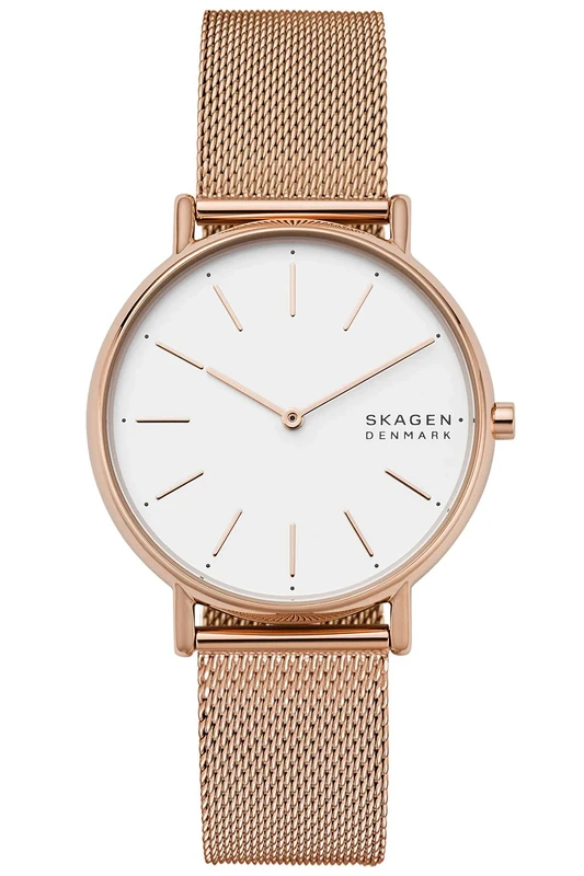 Skagen Watch for Women Signatur, Two Hand Movement, 38 mm Rose Gold Stainless Steel Case with a Stainless Steel Mesh Strap, SKW2784