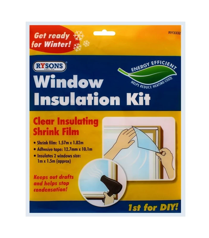 RYSONS Window Insulation Kit Fit Double Glazing Shrink Film Draught Excluder Condensation